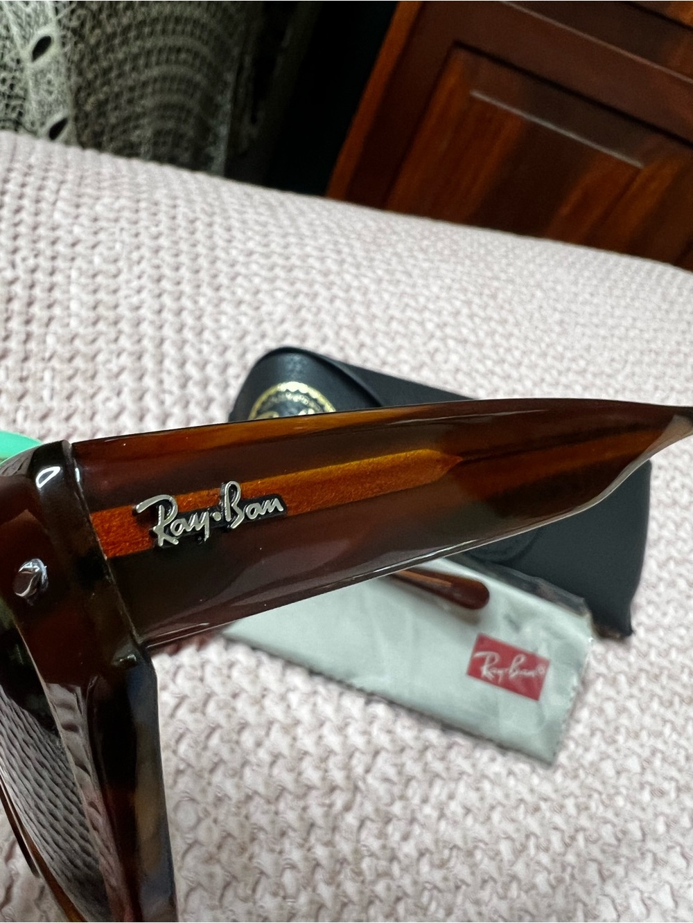 Ray-Ban RB2192 Roundabout Sunglasses 954/31 Striped Havana Green Lens 47mm - Picture 4 of 11